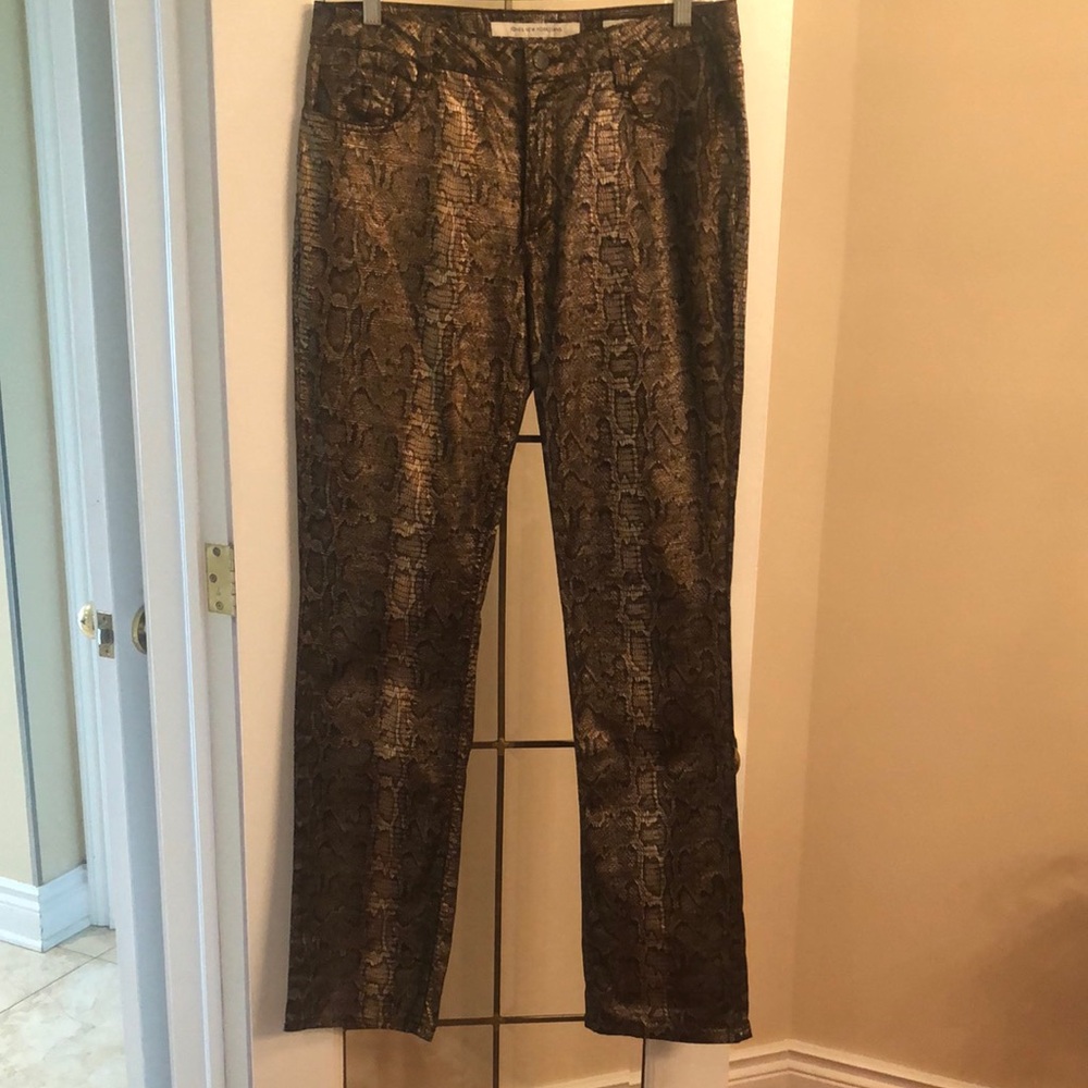 Metallic Snake-Print Pants